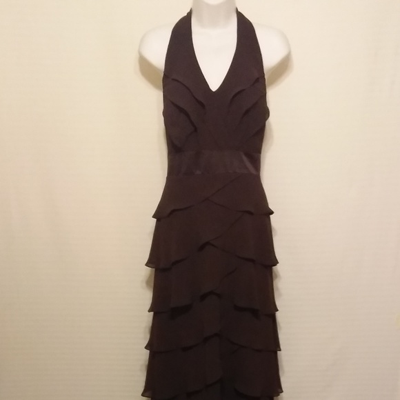 After Six Dresses & Skirts - CLOSET CLOSING BROWN LONG FORMAL HALTER DRESS